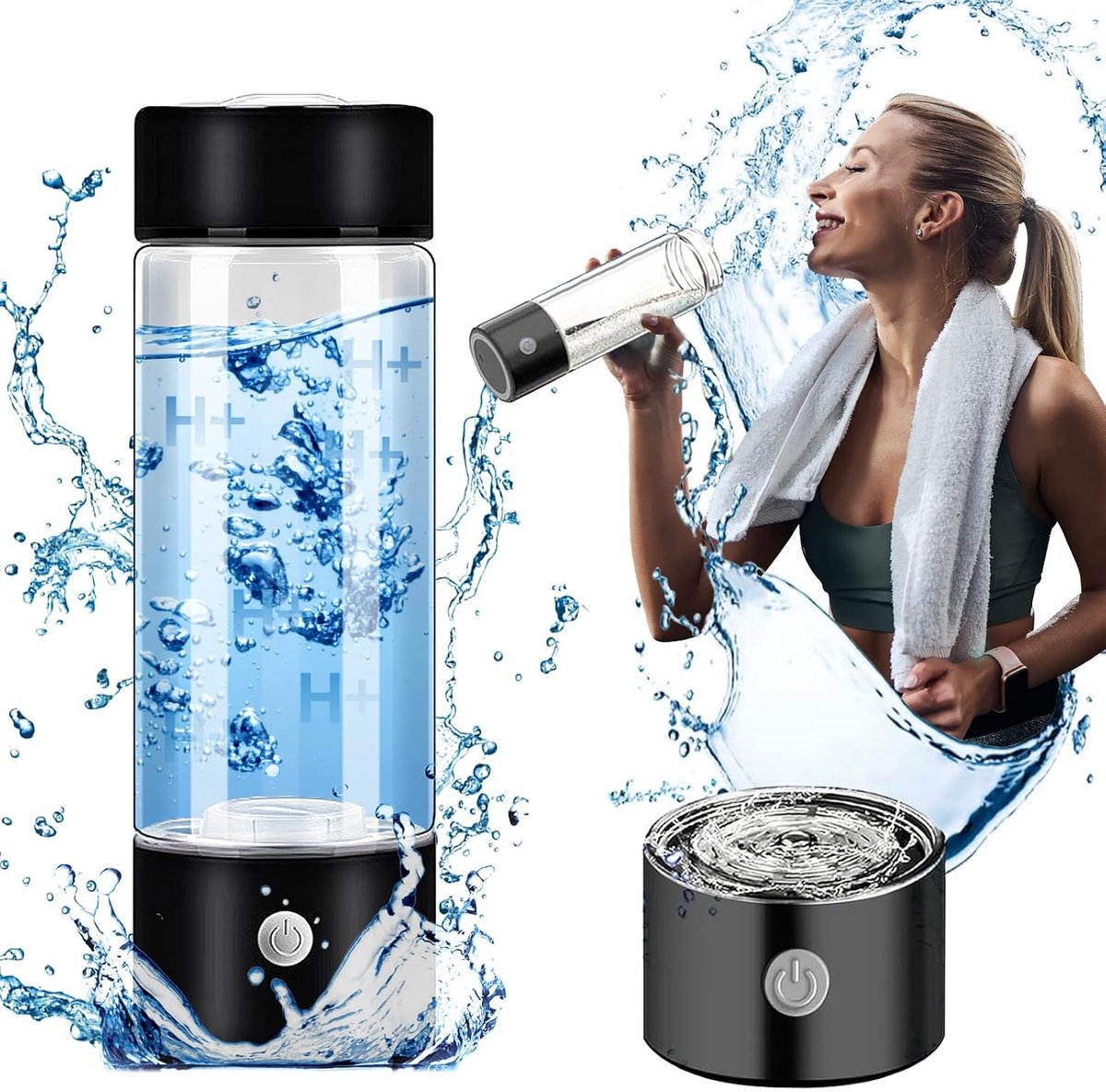 Hydrogen Generator, Water Bottle, Portable Hydrogen Bottle Generator, Water ionizer, Ideal for Office, Travel and Work - ShopVlot
