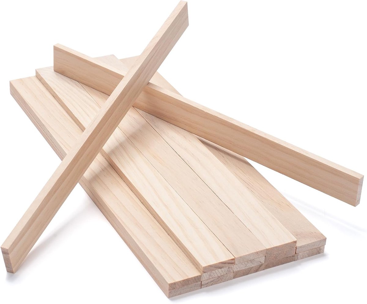 Houten strips 1/4 x 1 inch - onbehandeld grenenhout - gladde oppervlakken - perfect voor knutselen - ShopVlot