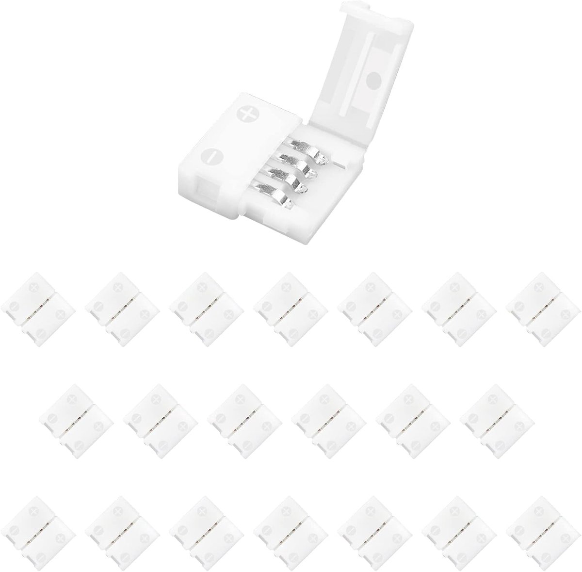 LED Strip Connector 10mm - 4-polige verbinding - 20 stuks RGB koppelingen - eenvoudig draaien van LED strips - ShopVlot