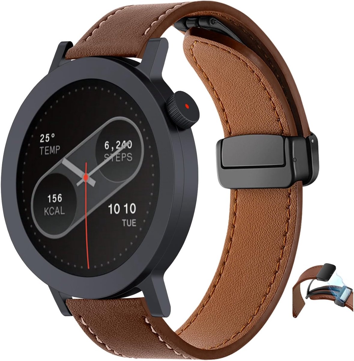Horloge band voor Nothing Watch Pro 2 - Bruin PU leer - Verstelbaar en sterk magnetisch - Comfortabel en stijlvol - ShopVlot