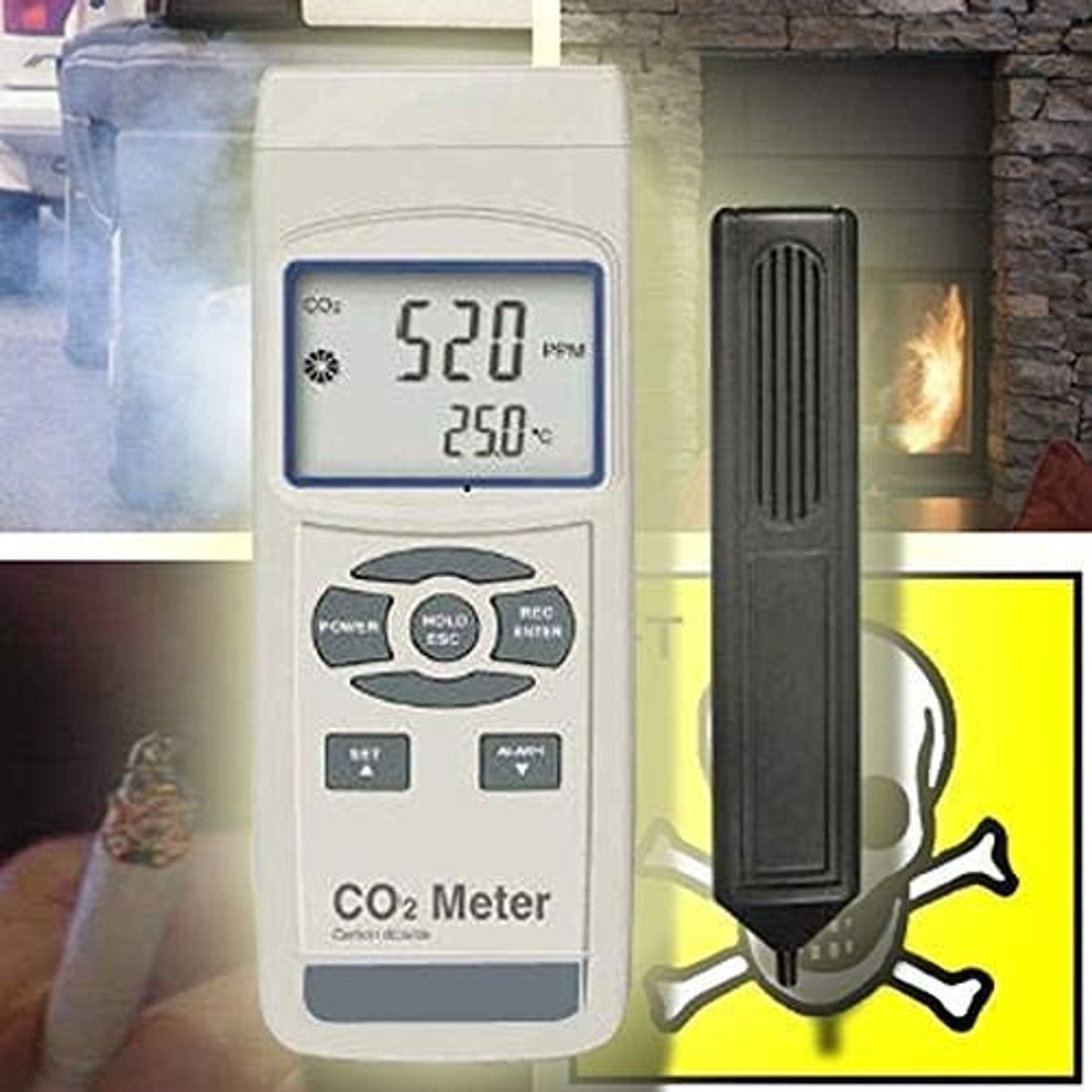 CO2 meetinstrument - CO6 - kooldioxide- en koolmonoxide detector - verbeterde luchtkwaliteit - ShopVlot
