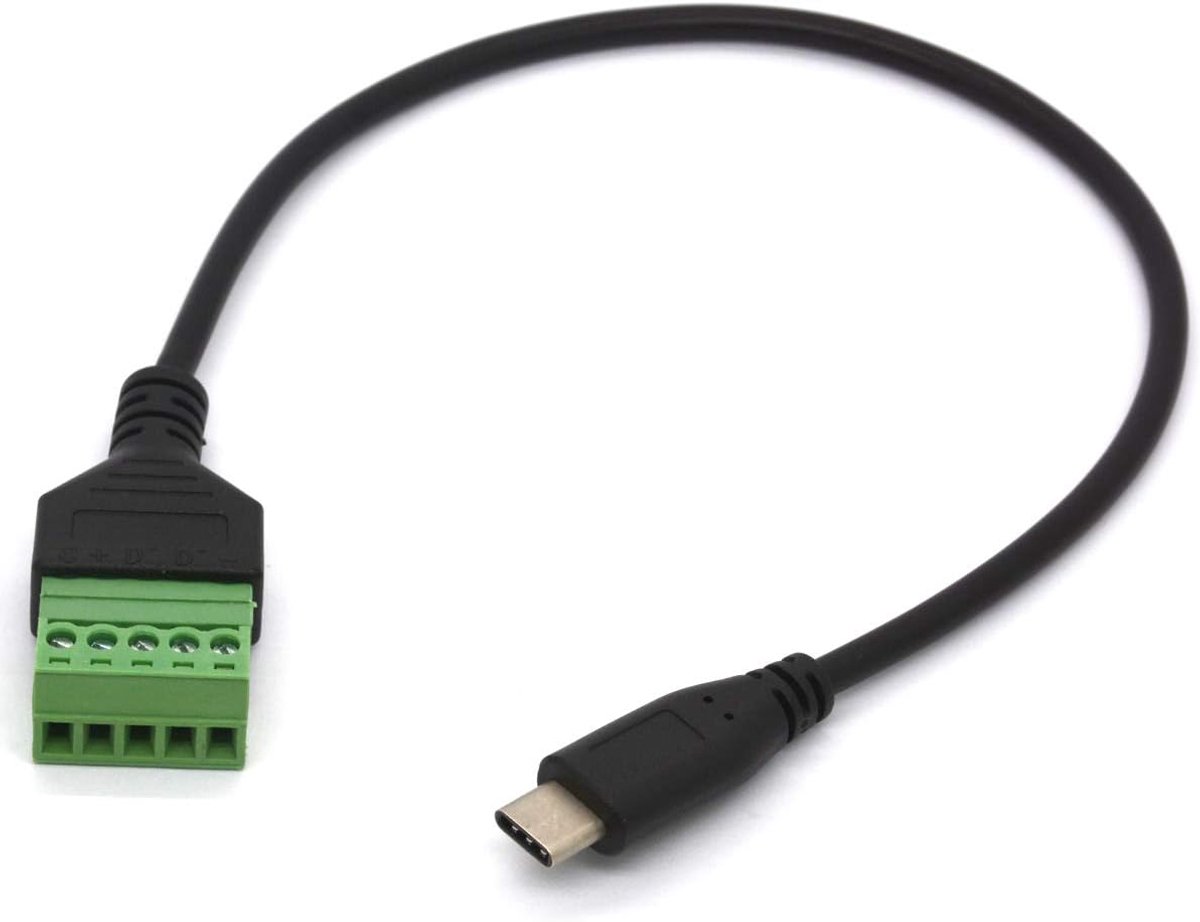 USB C Kabel Type C Plug - 5 Pin Schroefterminal - Datatransfer en Opladen - Eenvoudige Aansluiting - ShopVlot