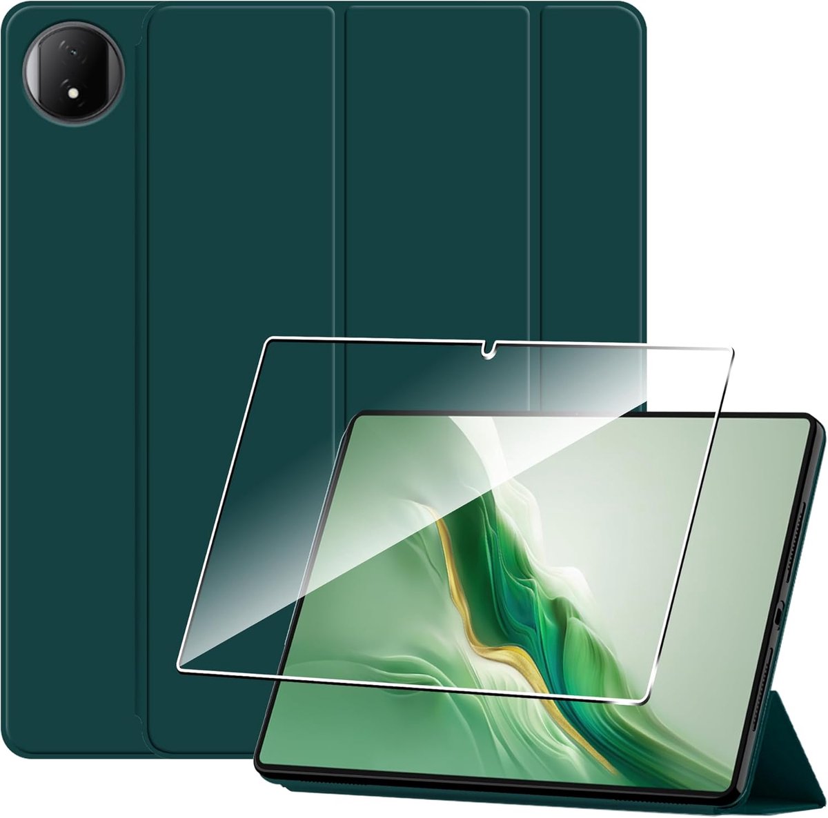 Tablet hoes voor Honor MagicPad 2 12.3" - ultradun groen - automatisch slaapstand - met tempered glass bescherming - ShopVlot