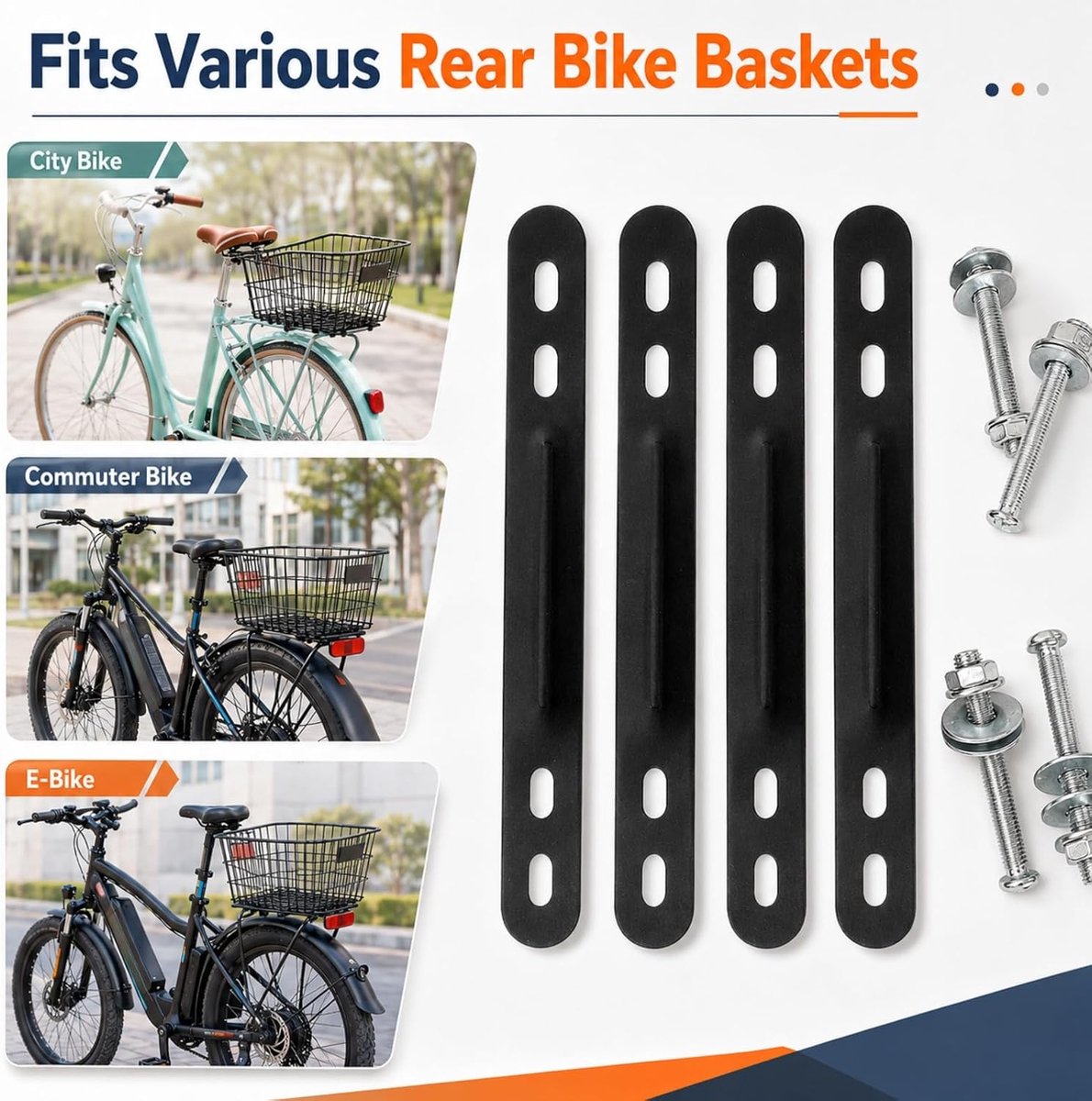 Fietsmand bevestiging - 18 cm klemplaten staal - Adapter voor montage - Eenvoudige installatie zonder boren - ShopVlot