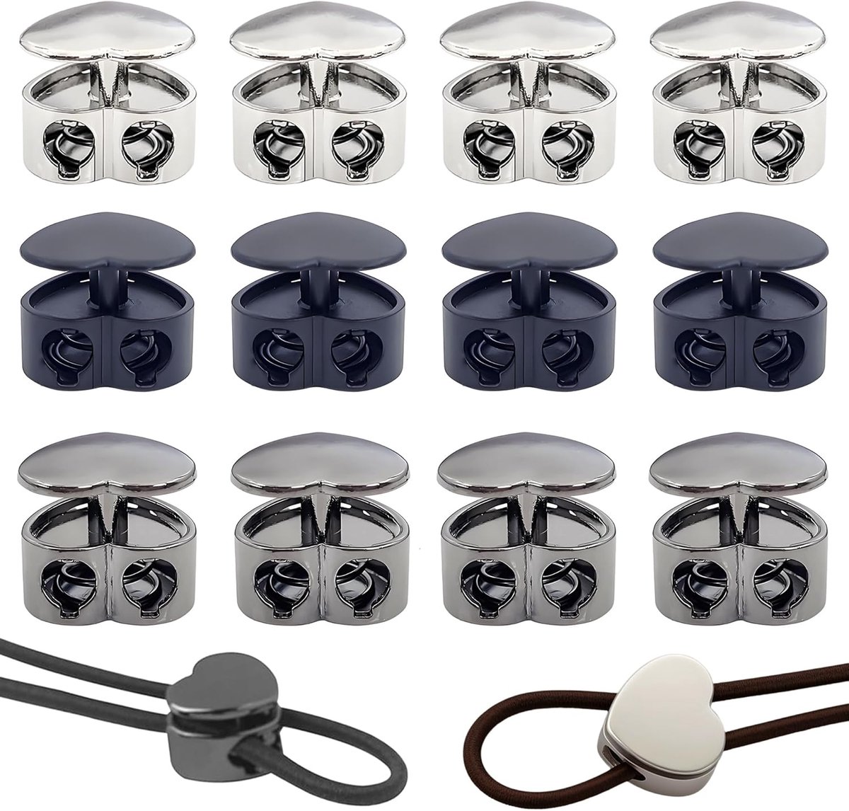 Rope lock 12 stuks - met veer - metaalschroefstopper - ideaal voor rugzakken - ShopVlot