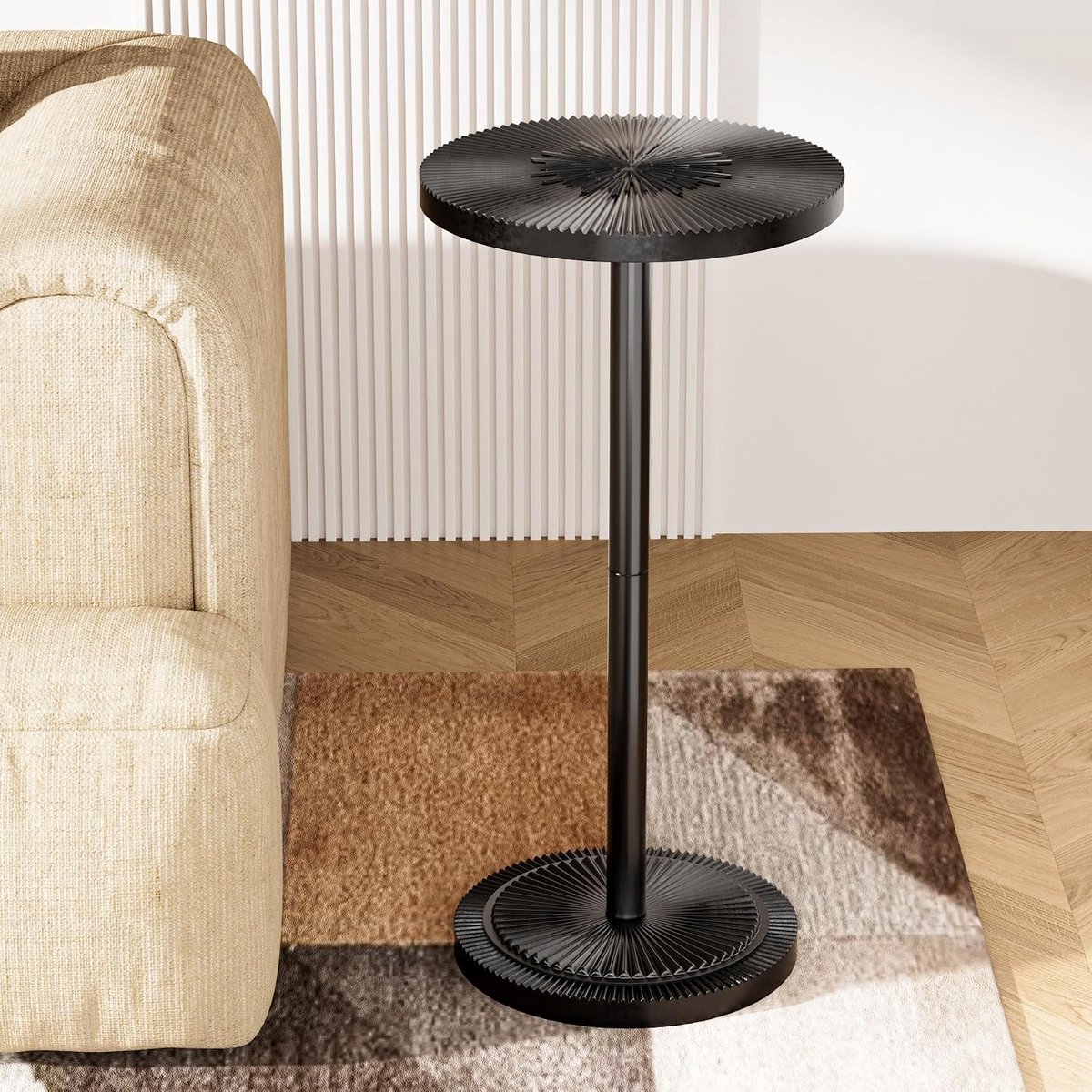 Bijzettafel rond 30 cm - Houten tafel met gravure - Elegant voor kleine ruimtes - Perfect voor woonkamer of slaapkamer - ShopVlot
