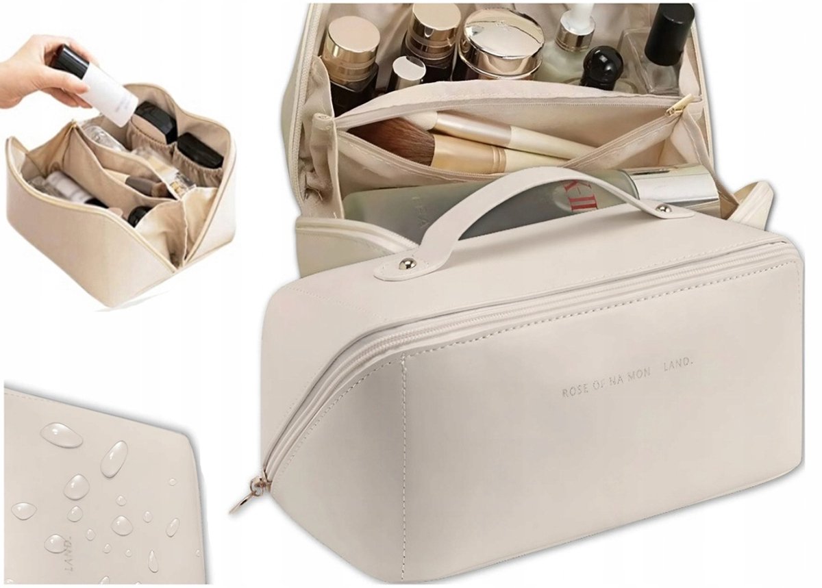 Merkloze Beige Reiscosmetica Tas - Opvouwbaar en Waterdicht