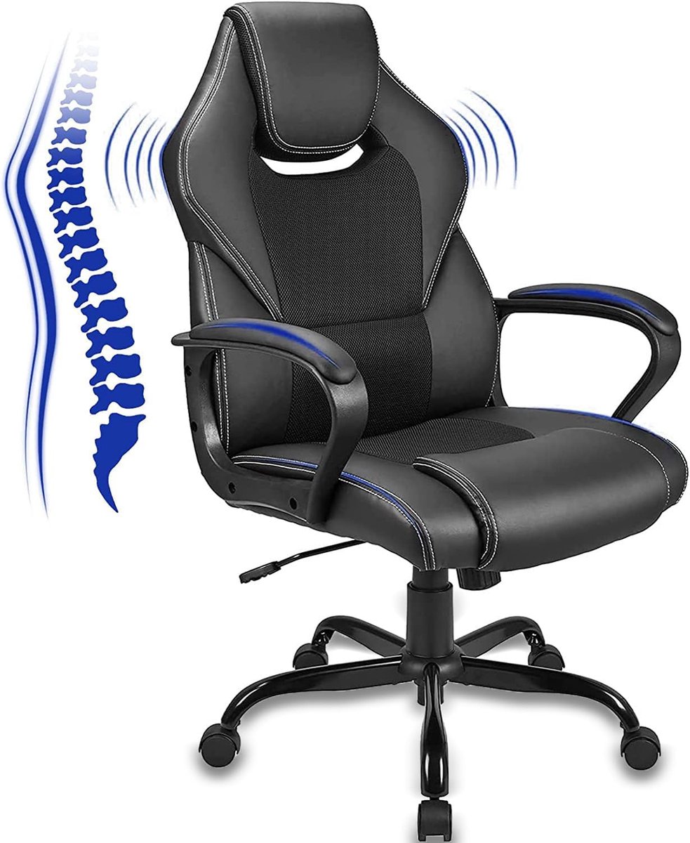 Bureauchair Ergonomisch - Zwart - Met rugleuning en verstelbaar - Comfortabel voor langdurig gebruik - ShopVlot