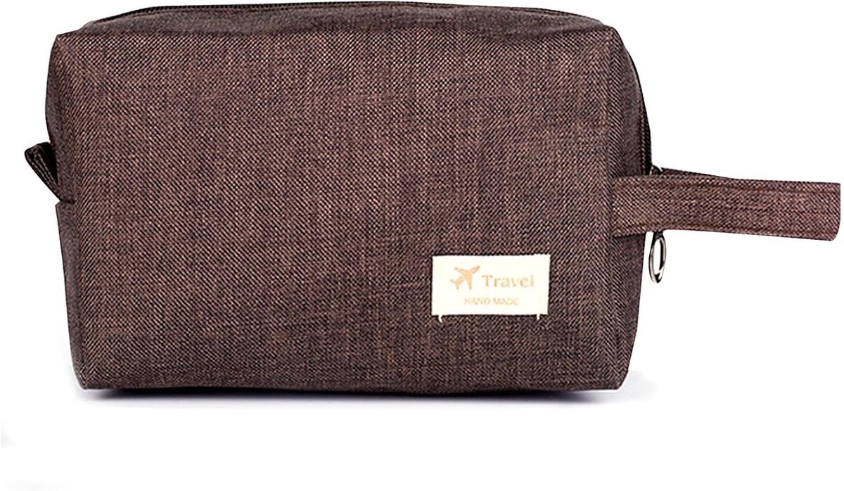 Toilettas voor reizen - waterdichte canvas tas - met handvat - ideaal voor make-up en scheerspullen - ShopVlot