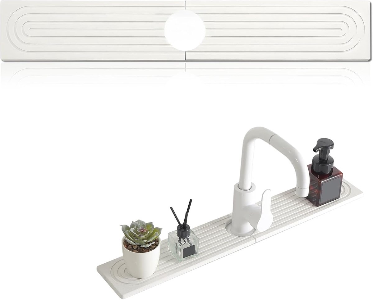 Faucet Mat 40 x 10 cm - Steen - Splash Guard - Sneldrogend voor Keuken en Badkamer - ShopVlot
