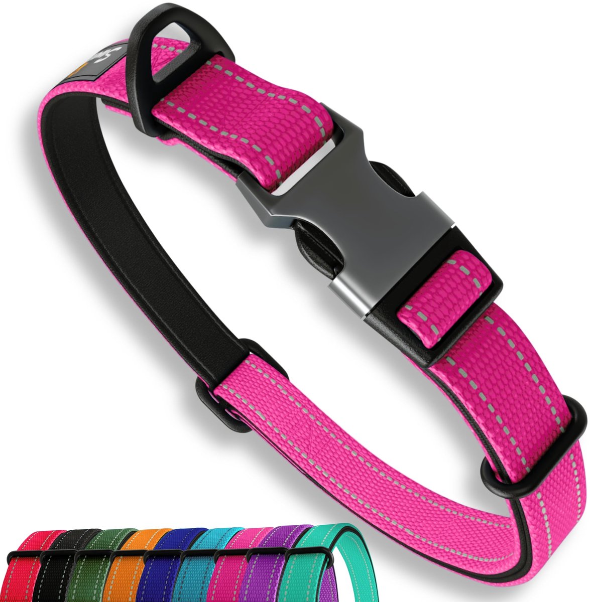 Hondenhalsband middelgrote honden - Paarse reflecterende - Verstelbaar en gevoerd - Veiligheid voor uw hond - ShopVlot