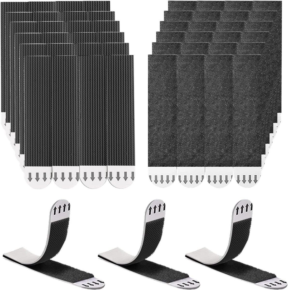 plakstrips voor foto's, 48 stroken (24 paar), voor het ophangen van foto's, zonder nagels, zwart, 20 mm x 90 mm, sterk zelfklevend vilt, voor het ophangen van foto's, lijsten en spiegels