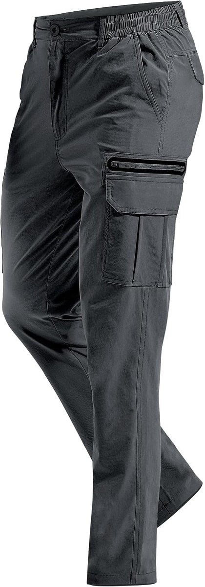 Wandelbroek voor heren, lichtgewicht, sneldrogende, waterafstotende werkbroek met 7 zakken, voor kamperen, vissen, outdoor