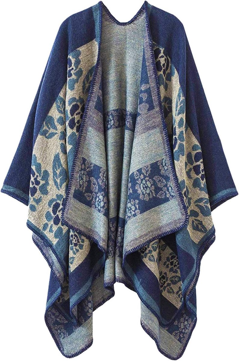Girl Poncho, dames, gebreid, oversized, cape/sjaal