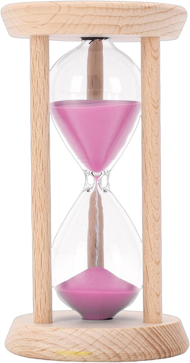 ciciglow Houten Zandloper 5 Minuten Zandloper, Houten voor Bureaubladdecoratie, 5 Minuten voor Koken, Bakken, Meditatie, Klaslokaal, Kantoor (PINK)