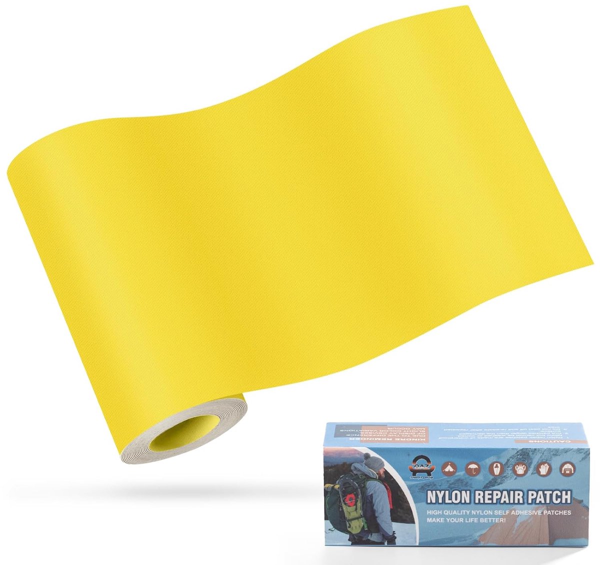 Reparatiepatches, nylon stofpatch, zelfklevende reparatietape voor stof, waterdichte lichtgewicht buitenuitrusting, patchkit voor donsjack, kleding, tent, tas (geel)