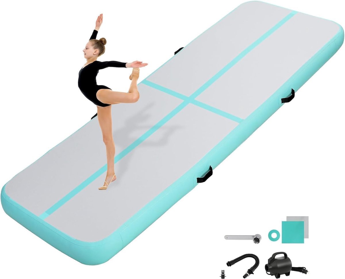 10/20 cm hoge gymnastiekmat, tumbling-mat, opblaasbare gymnastiekmat met luchtpomp, opblaasbare sportmat voor fitness/outdoor/yoga/training enz
