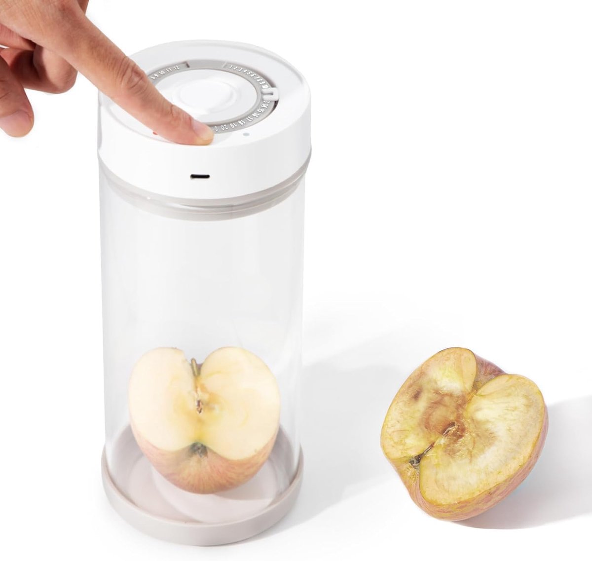 Intelligente vacuümcontainer voor levensmiddelen, geïntegreerde vacuümpomp, luchtdichte glazen fles voor koffiebonen, thee, BPA-vrij, met datumweergave, 950 ml
