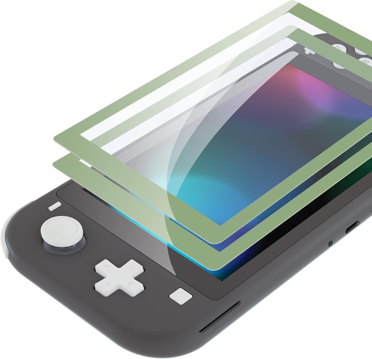 EXtremeRate Gehard Glasfilm voor Nintendo Switch Lite, 2 Pcs Schermbeschermer voor Nintendo Switch Lite-Matcha Groen