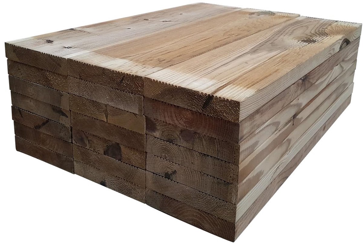 21 stuks Vlonderplank 60cm (1,83m²) - 27x145mm geïmpregneerd hout glad-geribbeld