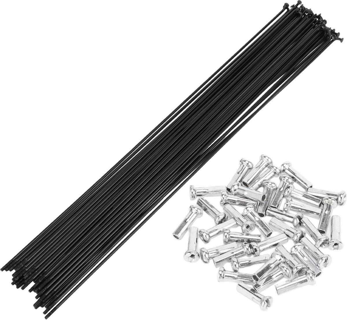 Spaken Fiets Wiel Spaken 14G Carbon Staal Zwart 1 Set