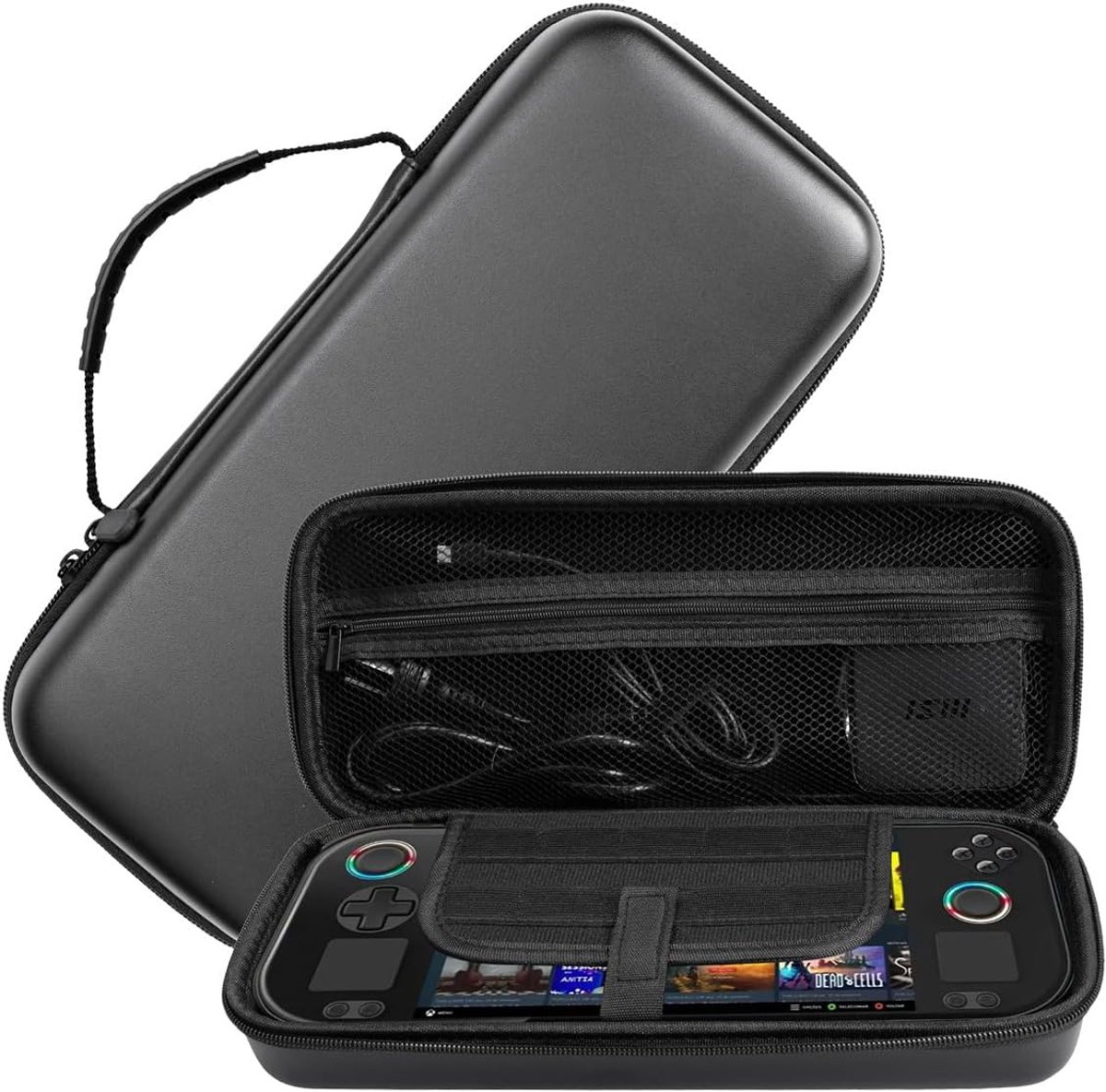 Hoesje compatibel met Asus Rog Ally X Bag/Rog Ally Bag, draagbare opslag PU lederen hoes, anti-kras anti-val beschermhoes voor Rog Ally X 2024/Rog Ally 2023 - Zwart, Zwart, Casual