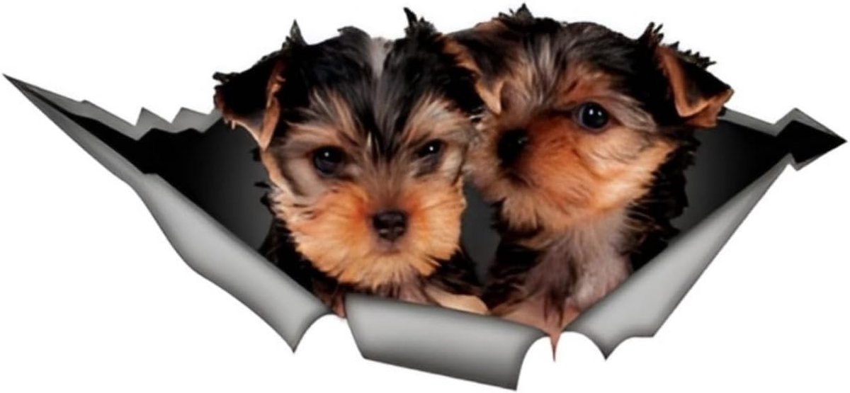 Yorkshire Terrier Puppy Sticker 15 cm Yorkshire Terrier Reflecterende Sticker 3D Huisdier Hond Grappige Autosticker Yorkshire Terrier Auto Sticker Grappig Decor