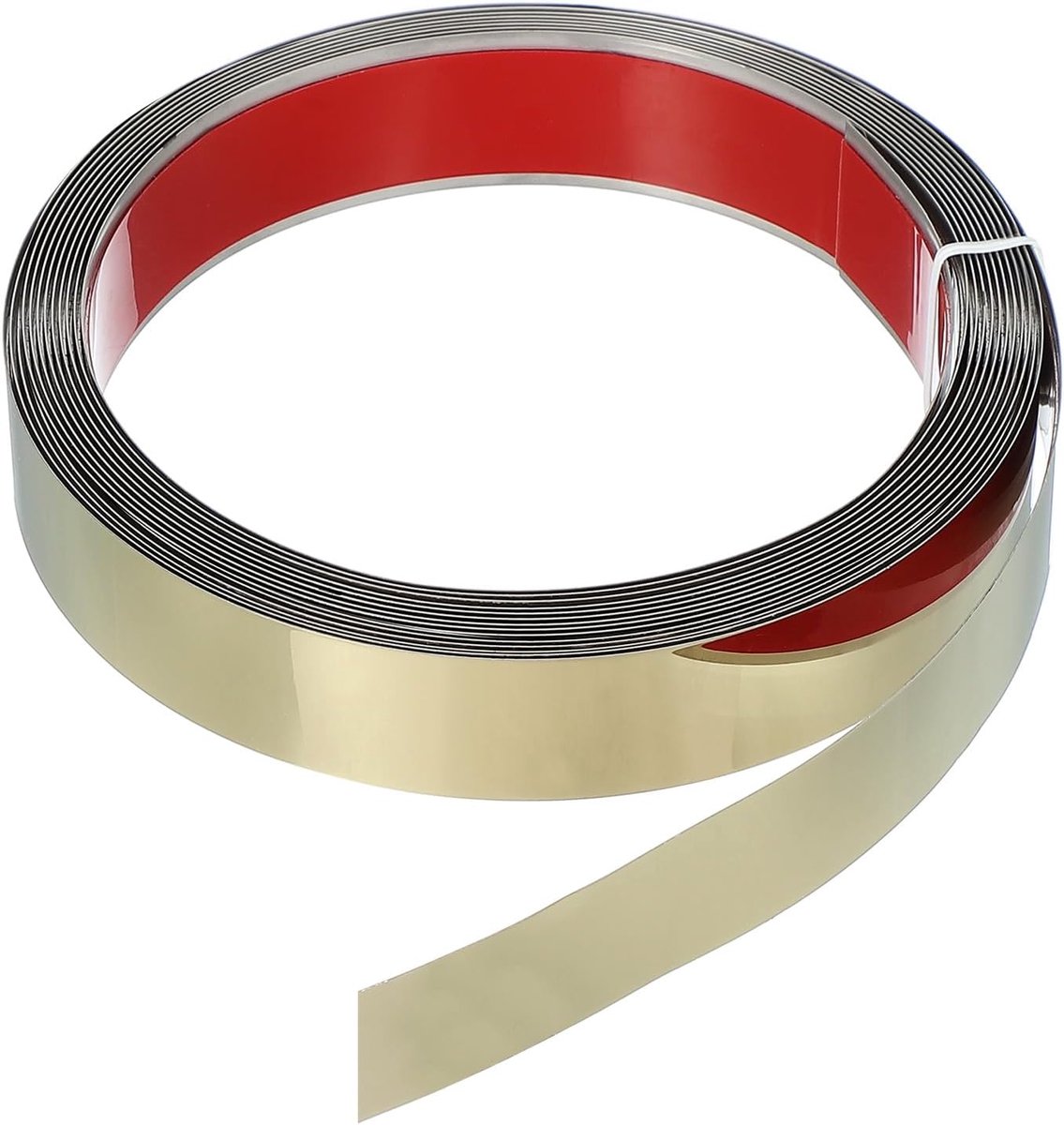 Metalen wandrand 13,1 ft x 0,98 inch zelfklevende sierlijst, elektrodeponerende afwerking, roestvrij staal, metalen striprand, voor wandrand, plafond, spiegelframe, goud