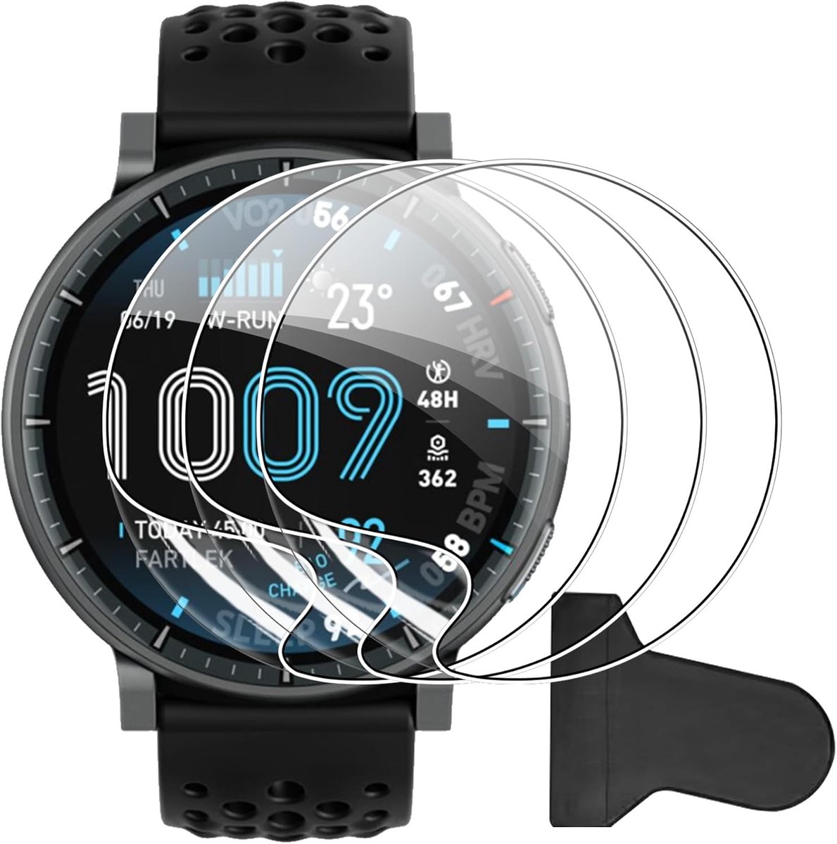 3 x beschermfolie voor Amazfit Active MAX voor pantserglas, HD-beschermfolie [krasbestendig + volledige afdekking], displaybescherming compatibel met Amazfit Active MAX zonder luchtbellen