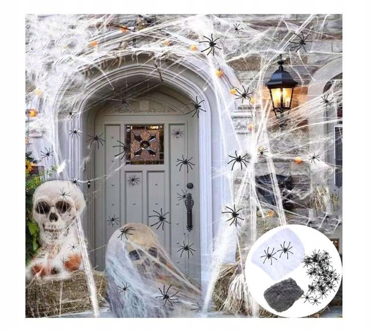 Halloween Spinnenweb Decoratie Wit & Zwart 150g met Spinnen