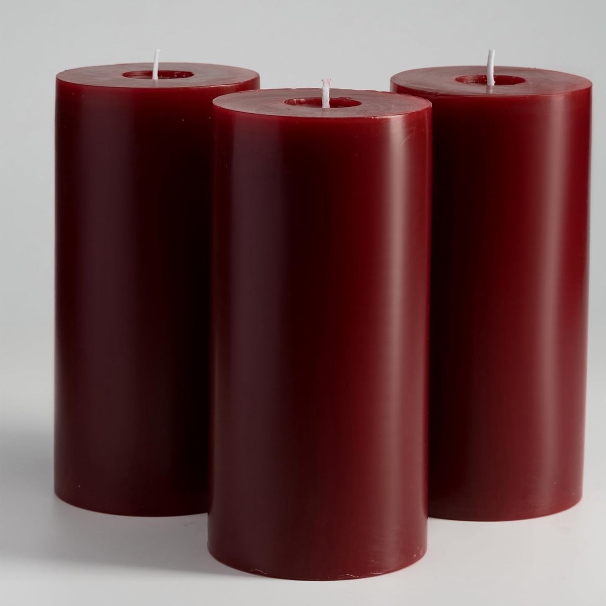 Pilarenkaarsen donkerrood, groot set van 3 - lange brandduur 75+ uur - schoon brandend - voor sfeervolle decoratie - ShopVlot