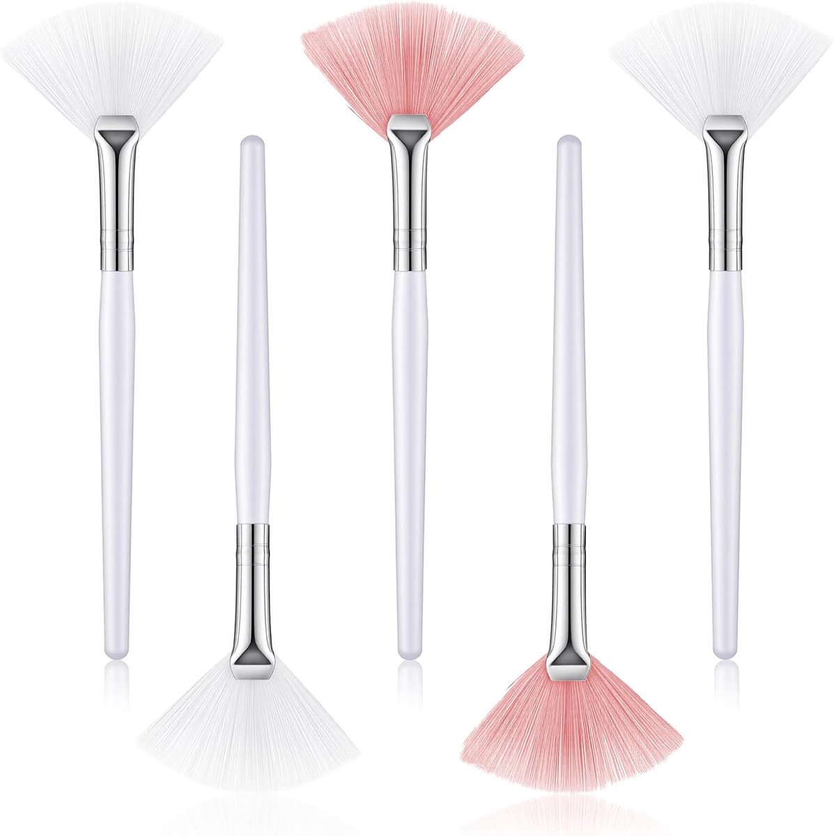 Makeupkwasten set van 5 - Fan Brushes 15 cm - Zachte fiberharen - Ideaal voor gezichtsmaskers - ShopVlot