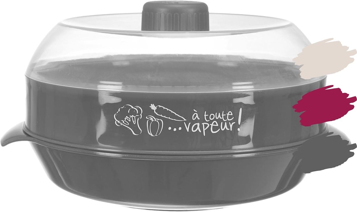 Magnetron Stoompan - Grijs - Lekvrij deksel - Snelle en gezonde bereiding - ShopVlot
