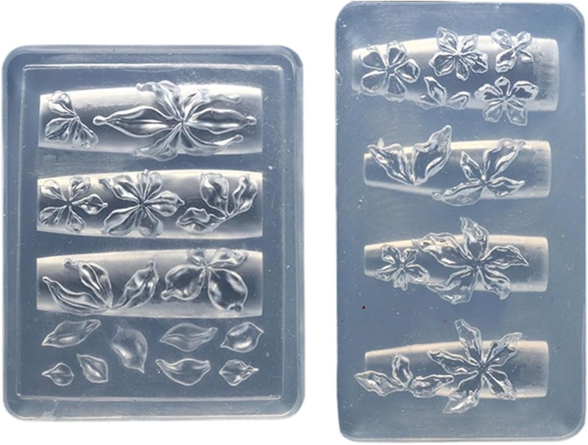Nail Art Tools 2 Pack - Silicone Bloemvormen - Gedetailleerde Nagelversieringen - Voor Elegante Manicure - ShopVlot