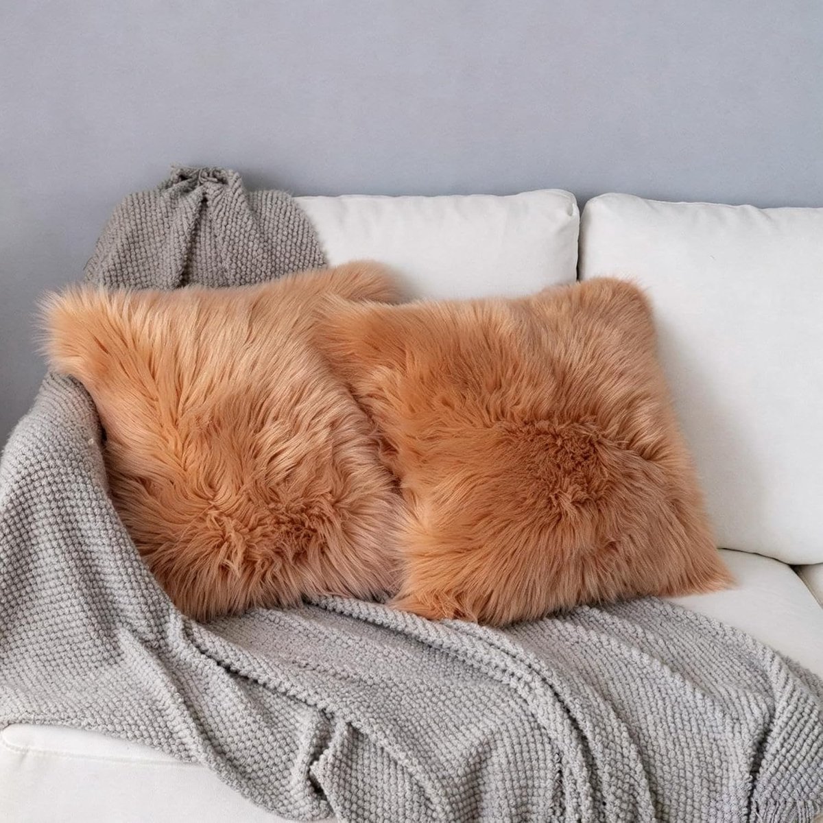 Kussenhoes 45 x 45 cm - Schapenleer - Faux Fur Deluxe - Superzacht voor bank of bed - ShopVlot
