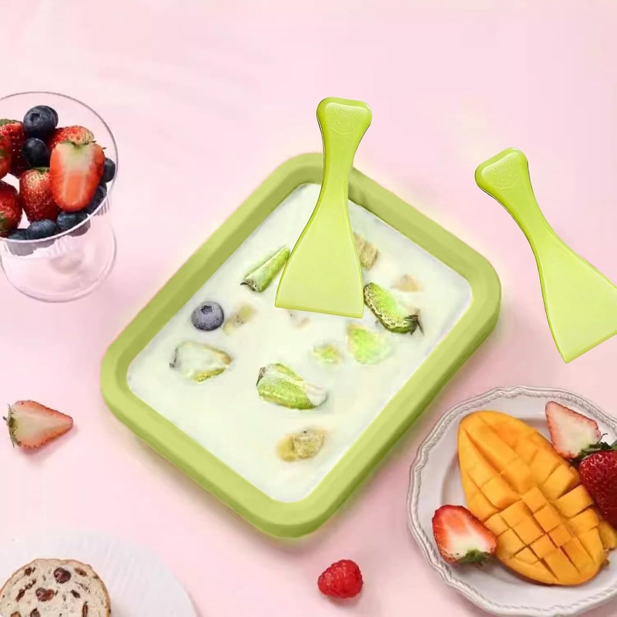 IJsrol Dessertbord - Dessertmaker - Zelf Desserts Maken - Roestvrij Staal - 25 x 20 cm - Groen