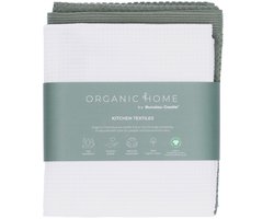 Organic Home Luxe set keukentextiel - Theedoek Tundra White + Keukendoek Forest Green - keukentextiel - theedoeken - biologisch katoen