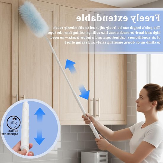 Telescoopstang met haken - 4 stuks intrekbare stofmagneet, veelzijdig en duurzaam voor schoonmaken en stofafname — afbeelding 3