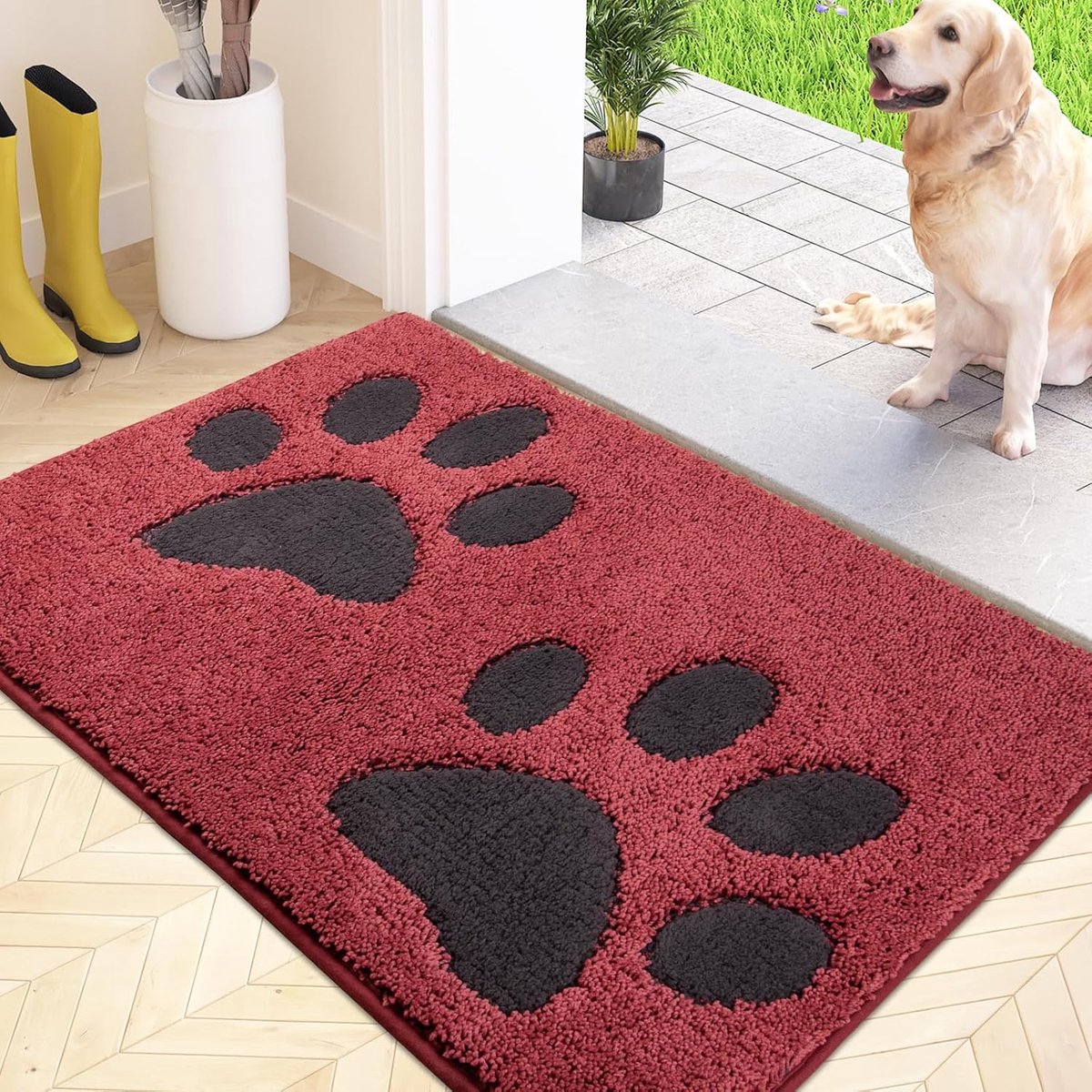 Famanu Vuiltrap deurmat 60 x 90 cm, machinewasbaar, super absorberend en antislip, voor ingangen en achterdeuren Transparant