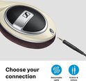 Crème oorschelpen met Sennheiser logo, met een afneembare kabel. Keuze uit 6.3mm & 3.5mm.