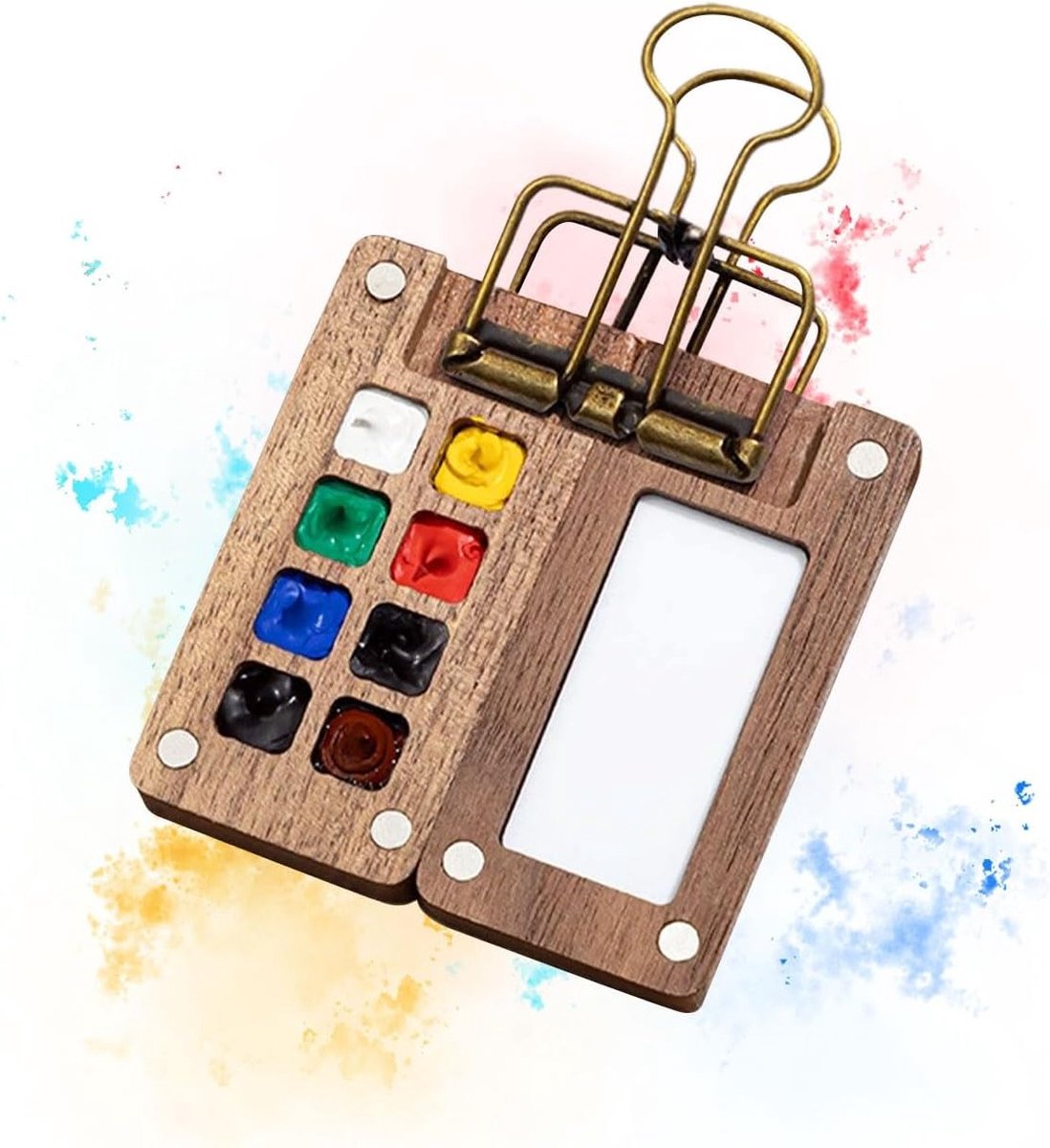 Draagbaar Schetsboek met Vouwbare Magnetische Palet en Clip voor Waterverf, Olieverf en Acrylverf (8 vakken)