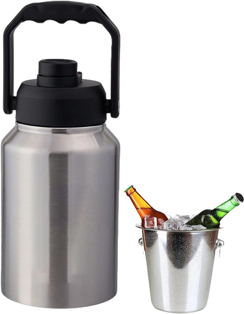 Geïsoleerde ijsemmer - IJsbox met handvat - Drankjes koel houden - Verlengde koelwerking - 2 liter inhoud - Grijs