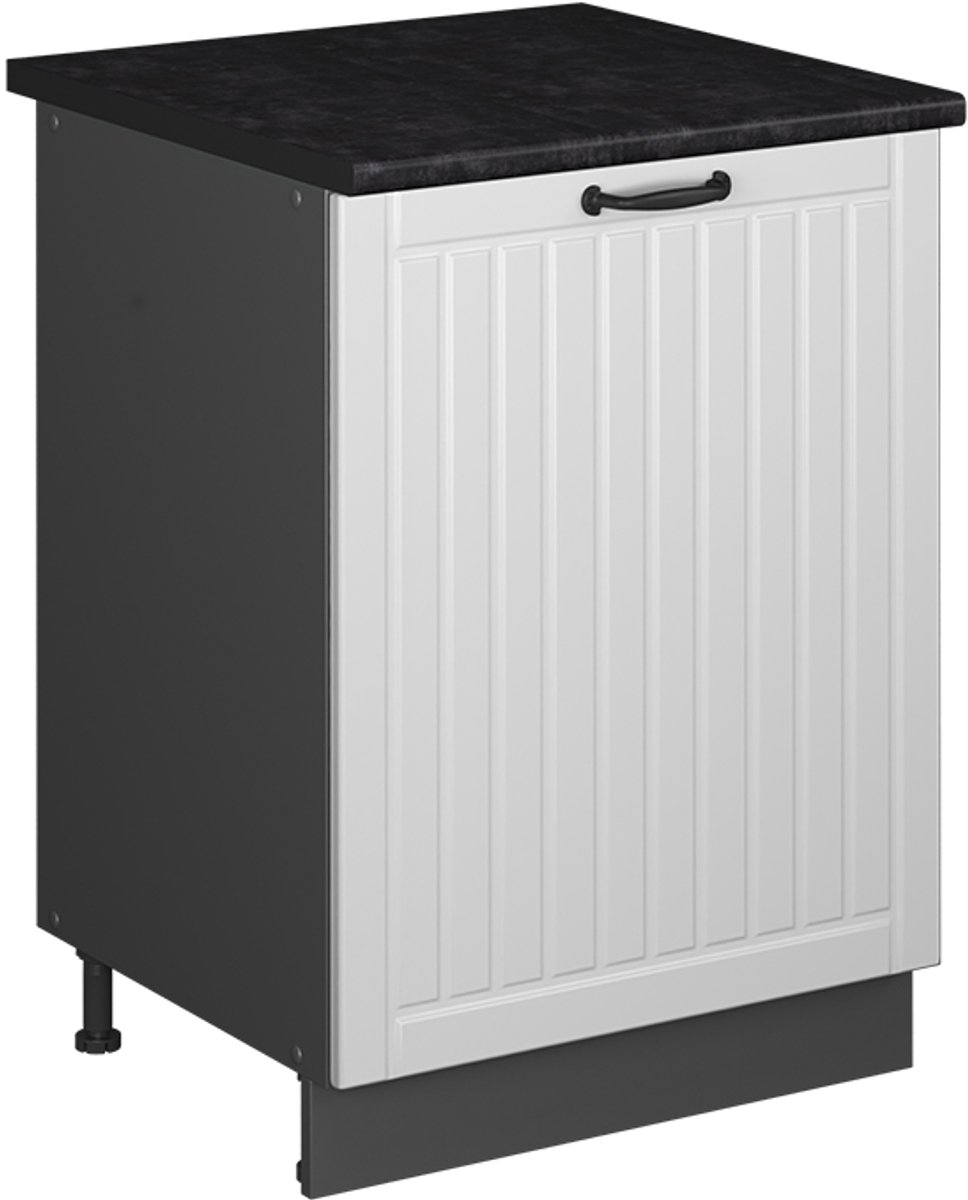 Vicco Keukenonderkast Fame-Line, Wit Landhuis/Antraciet, 60 cm 1 deur met werkblad Wit landelijk/Antraciet