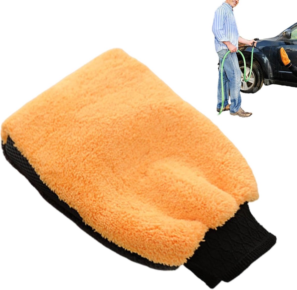 Autowashandschoen - Reinigingshandschoen Dubbelzijdig - Auto Reinigen - Krasvrije Vezelconstructie - 26 x 17 cm - Enkel Attribuut