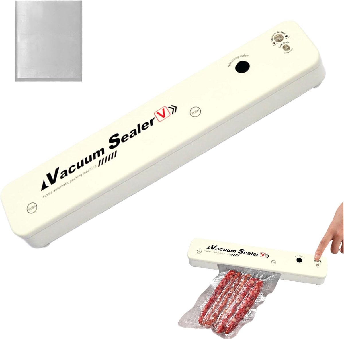 Compacte vacuümmachine Draadloze sealer Voedsel bewaren Dubbele functie 35 cm lengte Wit