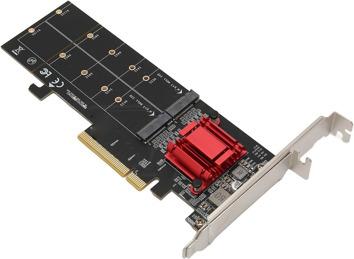 Dual M.2 PCIe NVMe Adapter met Bifurcatie Functie voor SSD 2230 2242 2260 2280 22110 - Ondersteuning voor Hoge Snelheid en Efficiënte Gegevensoverdracht