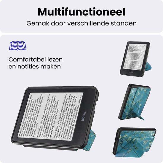 Hoes Geschikt voor Kobo Nia - Luxe E-reader Trifold Case - Bescherm Hoesje Book Cover - Bloesem — afbeelding 3