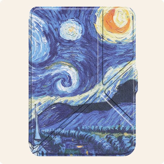 Hoesje Geschikt voor Kobo Nia Hoes Book Case Trifold - Hoes Geschikt voor Kobo Nia Hoesje Book Cover - Sterrenhemel van Hoesje  — afbeelding 4