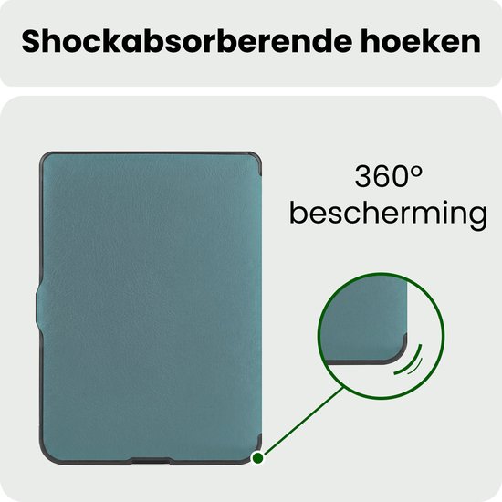 Hoes Geschikt voor Kobo Nia Hoesje Bookcase Cover Hoes Trifold - Hoesje Geschikt voor Kobo Nia Hoes Cover Case - Donkergroen — afbeelding 5