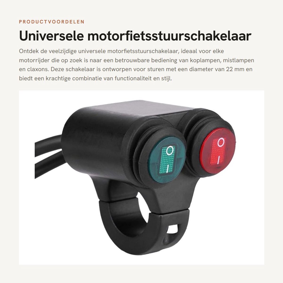 Dailygoods - Universele motorfietsstuurschakelaar - Koplamp - Aluminium - Mistlampen - Claxon - Geschikt voor 22 mm stuur - Kleur D